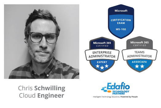 Chris Schwilling receives his Microsoft 365 Enterprise Certification