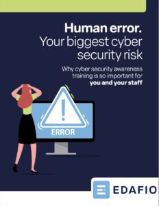 Human error. Your biggest cybersecurity risk. Why cyber security awareness training is so important for you and your staff- PDF thumbnail
